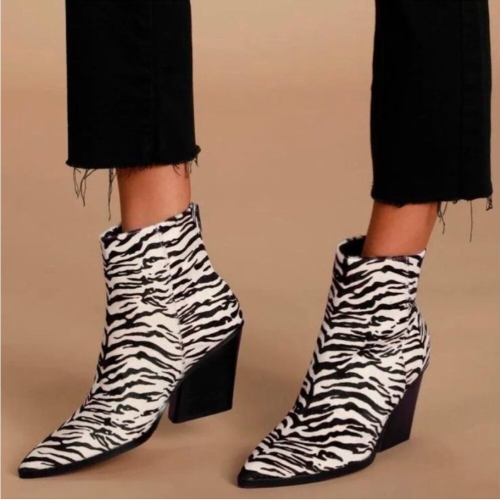 Dolce Vita Issa zebra print calf hair ankle boots